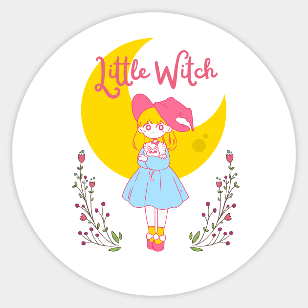 Cute Little Witch Sticker by FabDesign